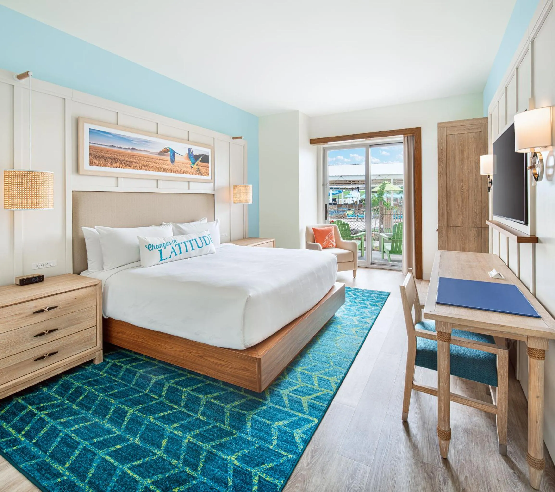 Bed in Margaritaville Hotel Kansas City