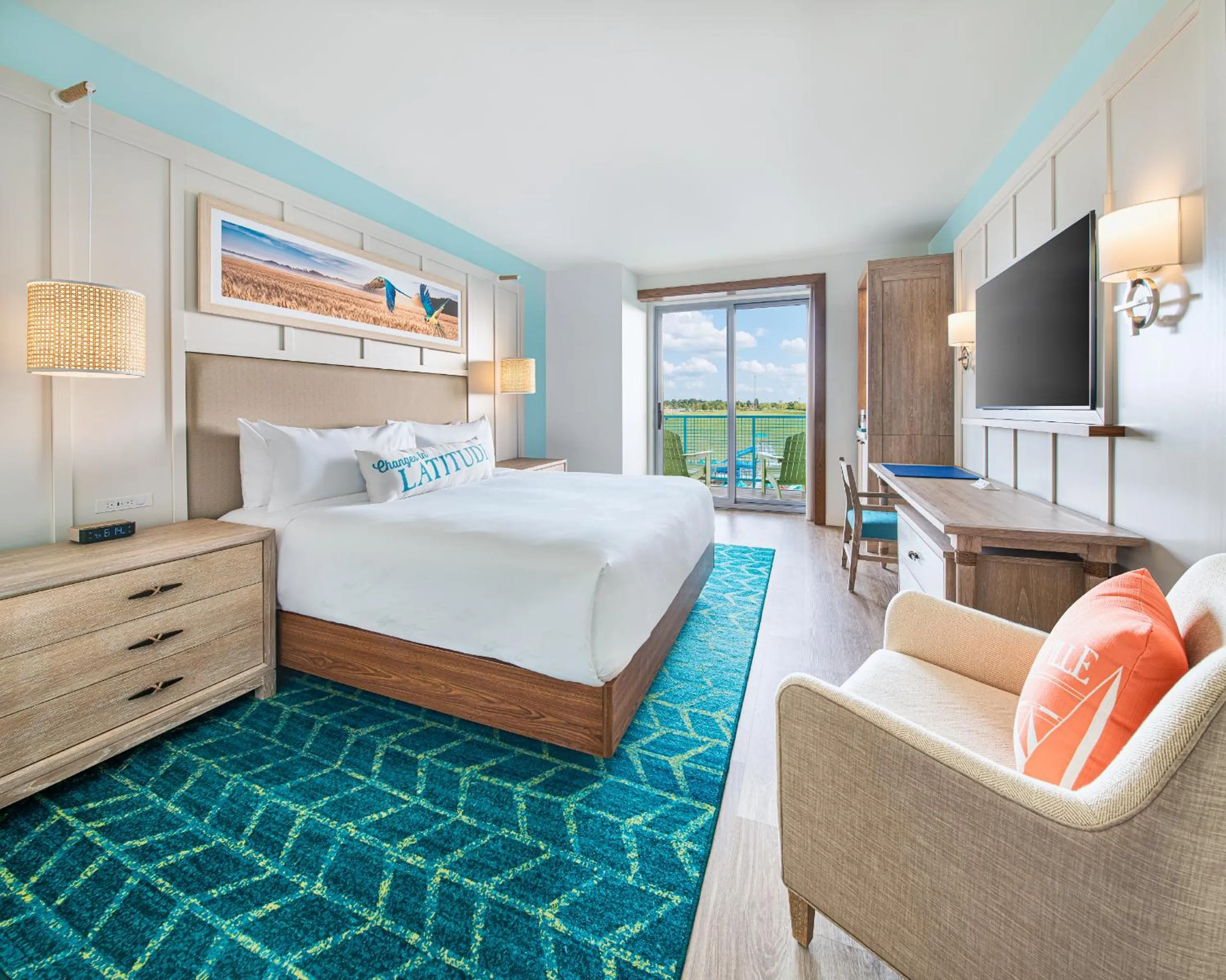 Bed in Margaritaville Hotel Kansas City