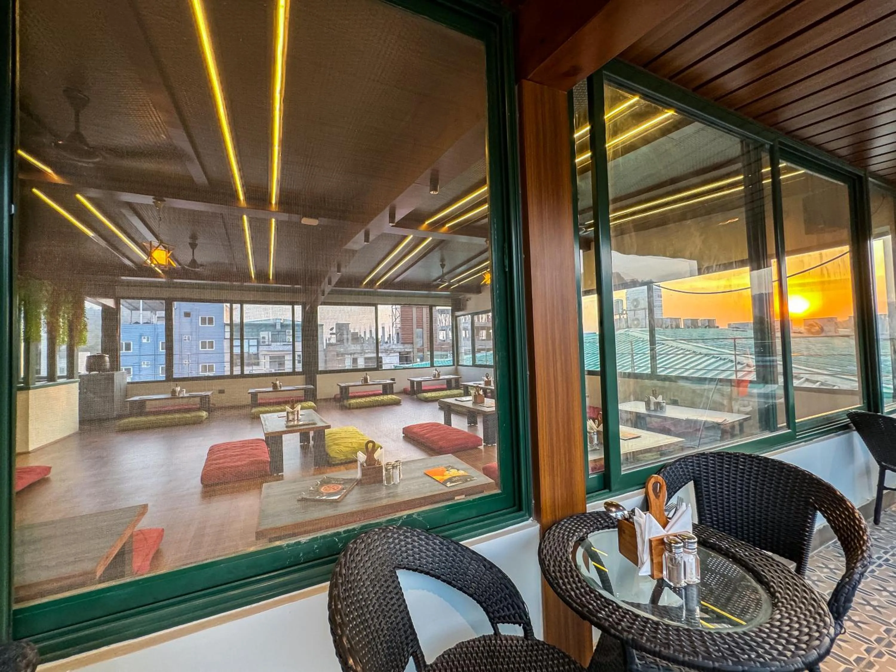 Seating area in Hotel Green View - Behind Pramarth Niketan