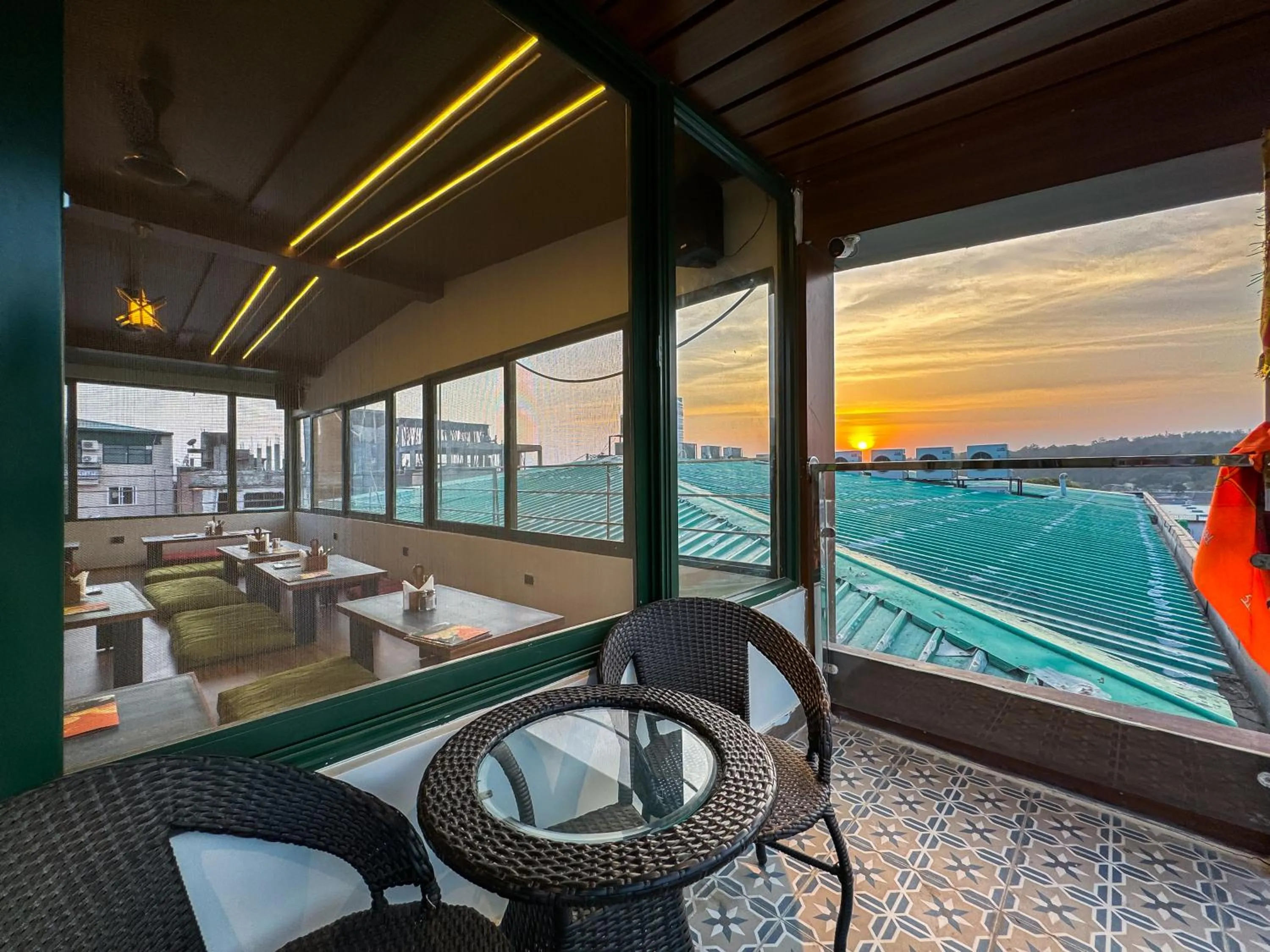 Seating area in Hotel Green View - Behind Pramarth Niketan