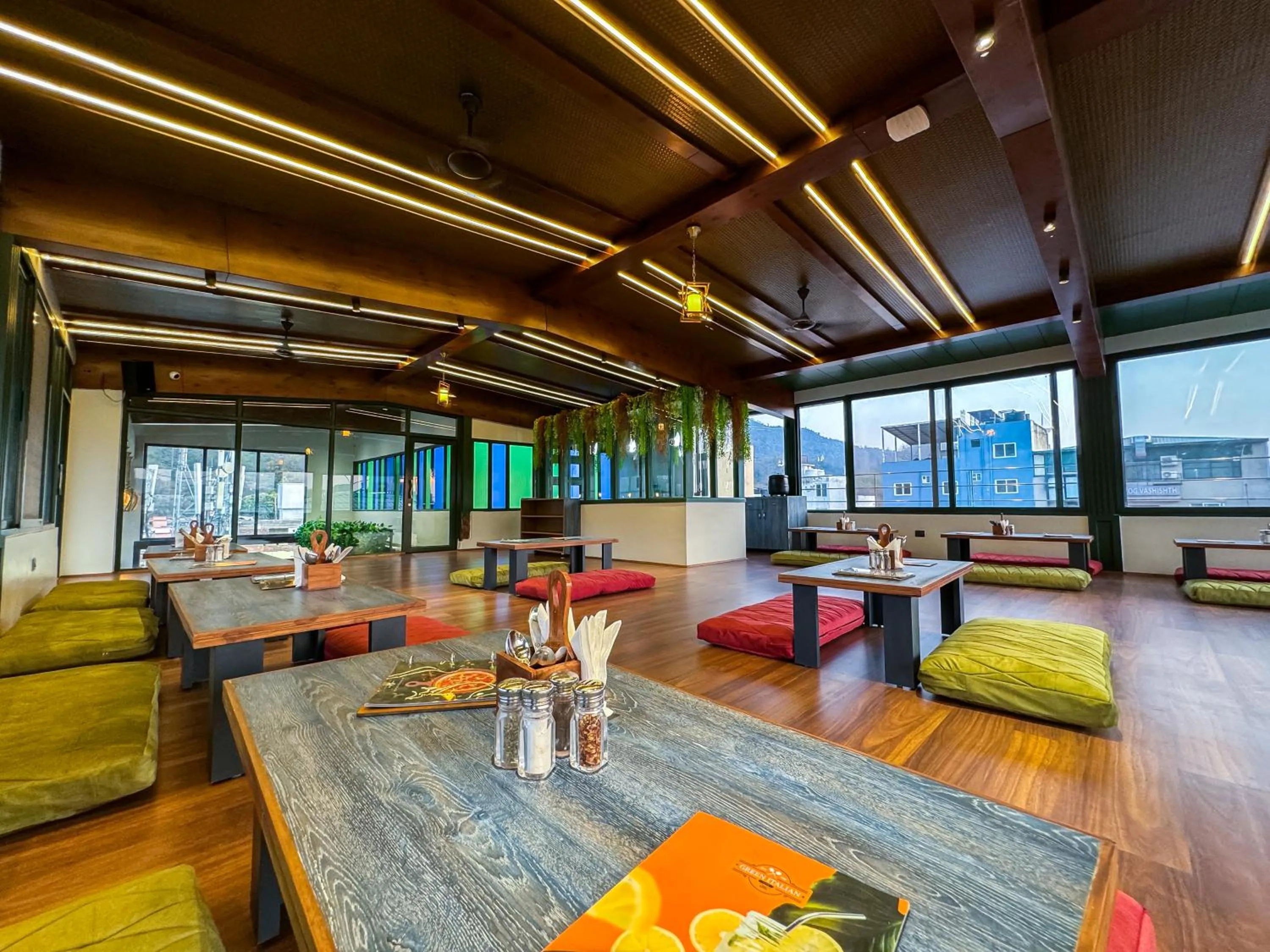 Seating area in Hotel Green View - Behind Pramarth Niketan