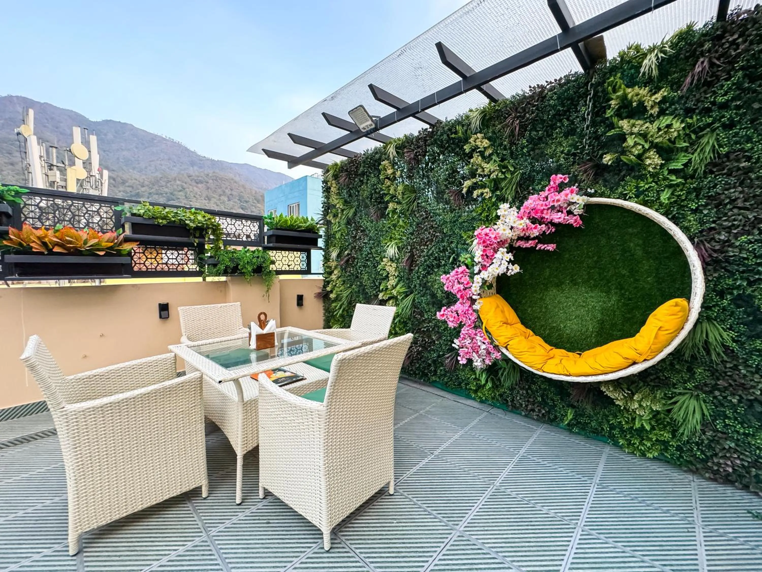 Seating area in Hotel Green View - Behind Pramarth Niketan