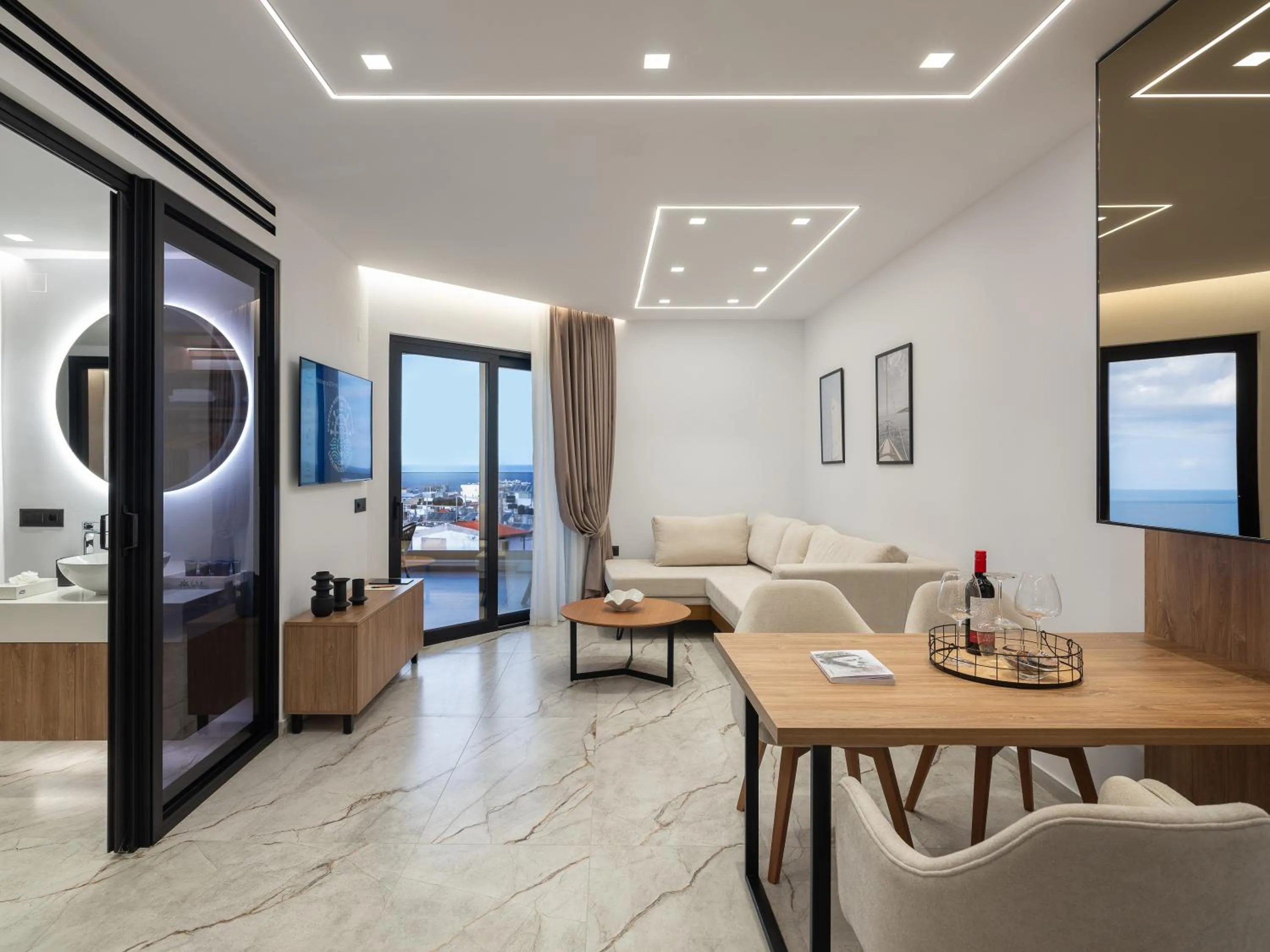 Seating area in Captain Napoleon Paterakis CNP Luxurious Suites