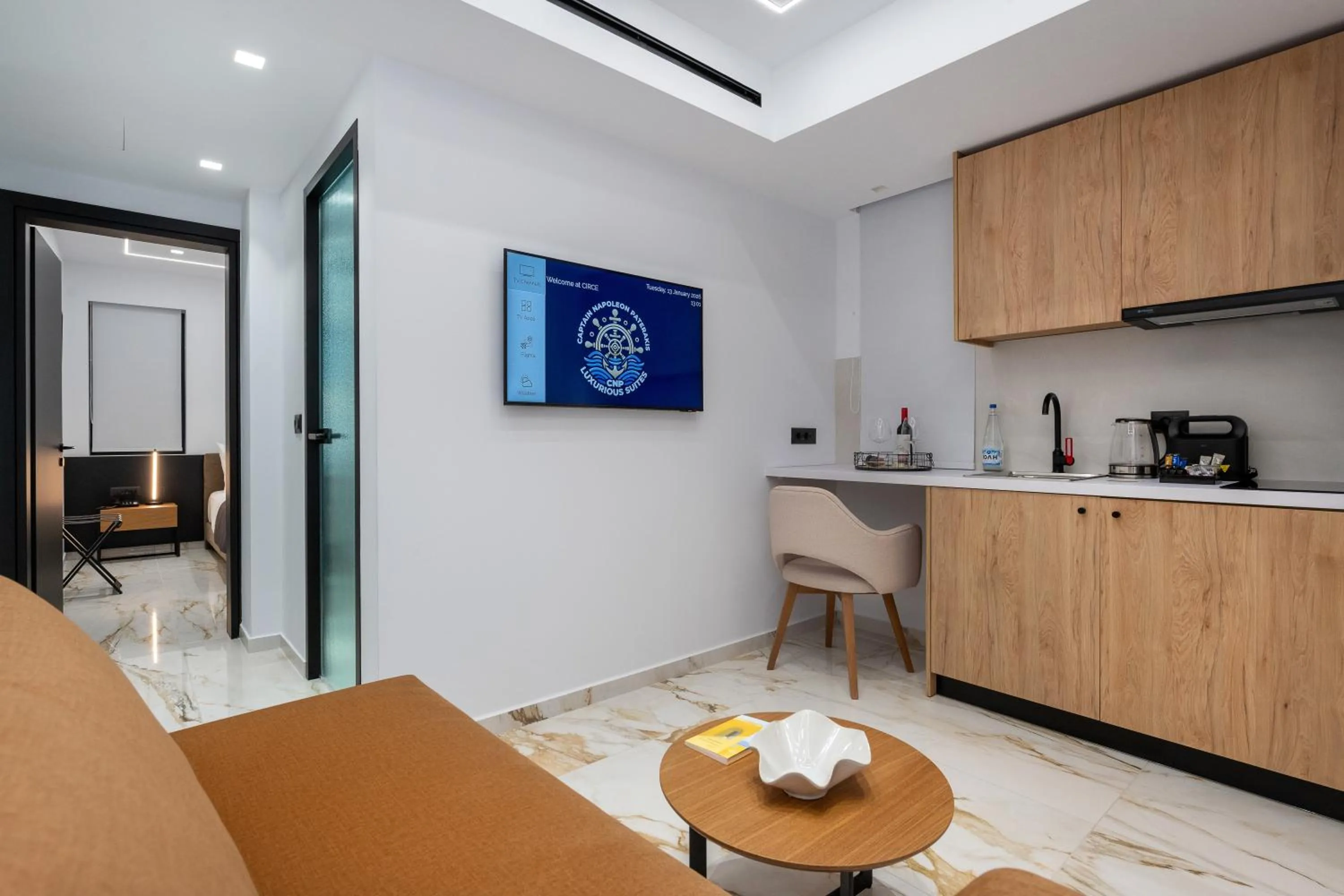 Seating area in Captain Napoleon Paterakis CNP Luxurious Suites