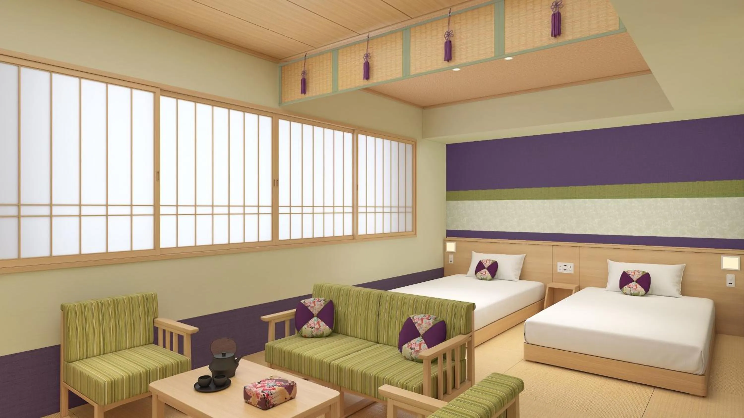 Photo of the whole room, Bed in Natural Hot Spring Higo no Yu Onyado Nono Kumamoto