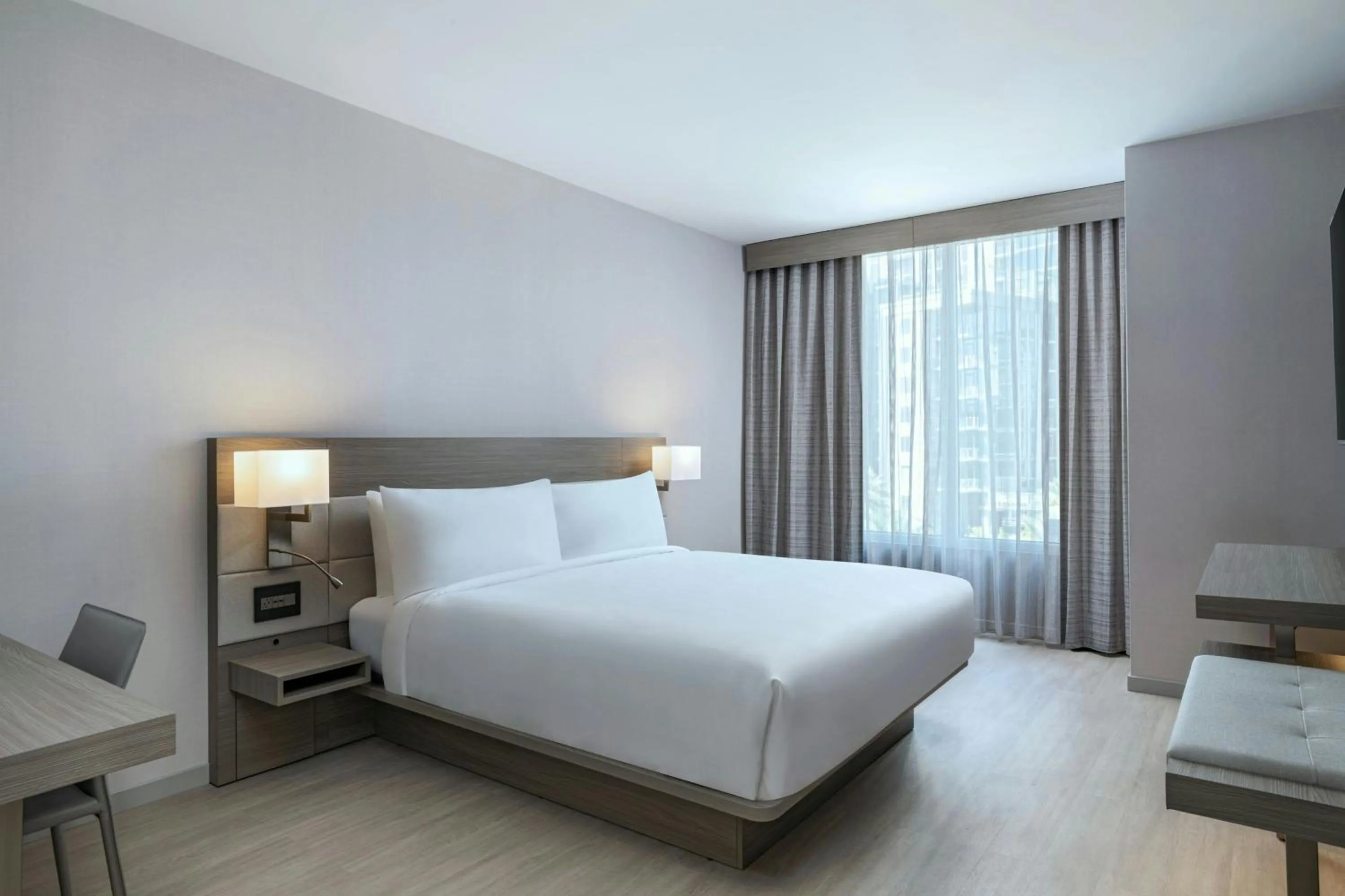 Photo of the whole room, Bed in AC Hotel by Marriott Las Vegas Symphony Park