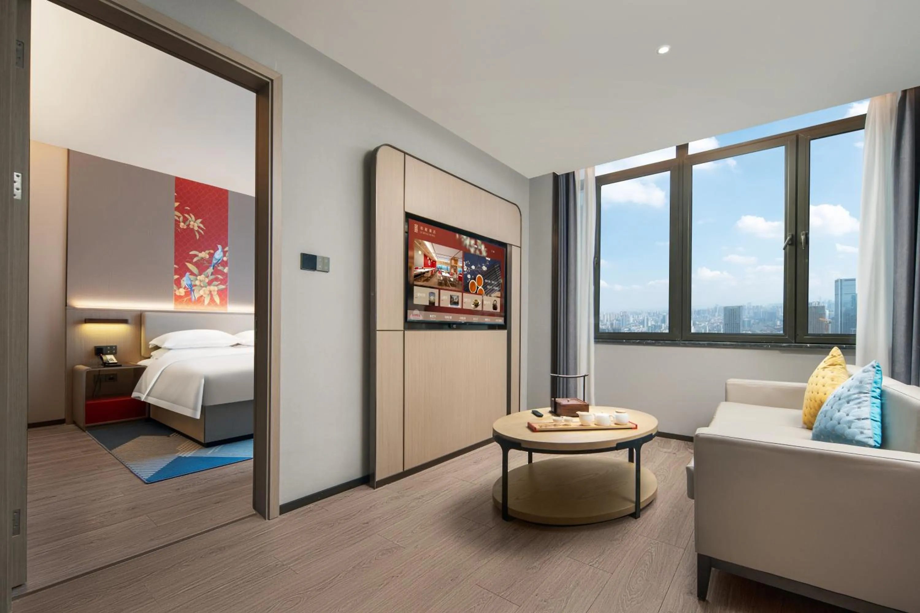 TV and multimedia, Bed in Echeng Hotel Chengdu Chunxi Road Taikoo Li