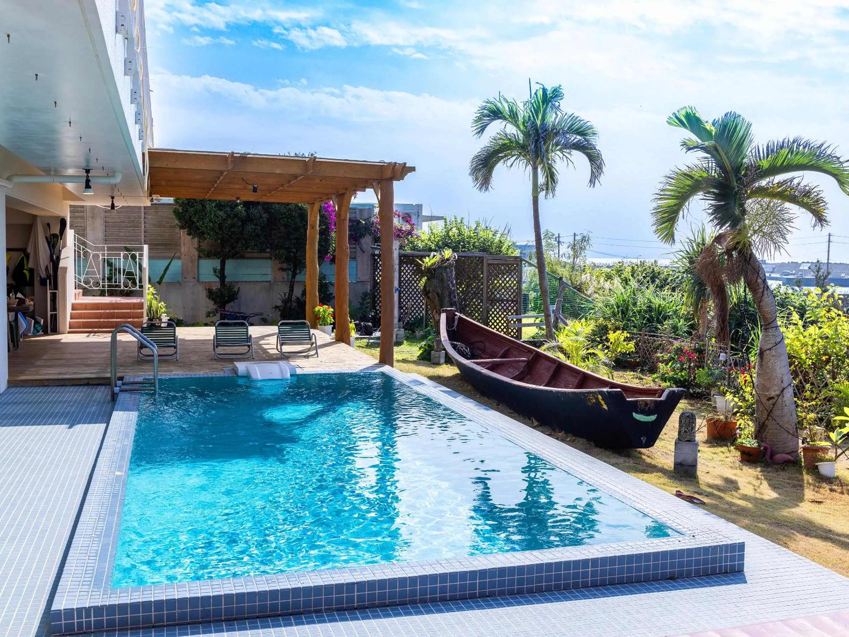 Pool view in Umi No Terrace Yomitan Toya