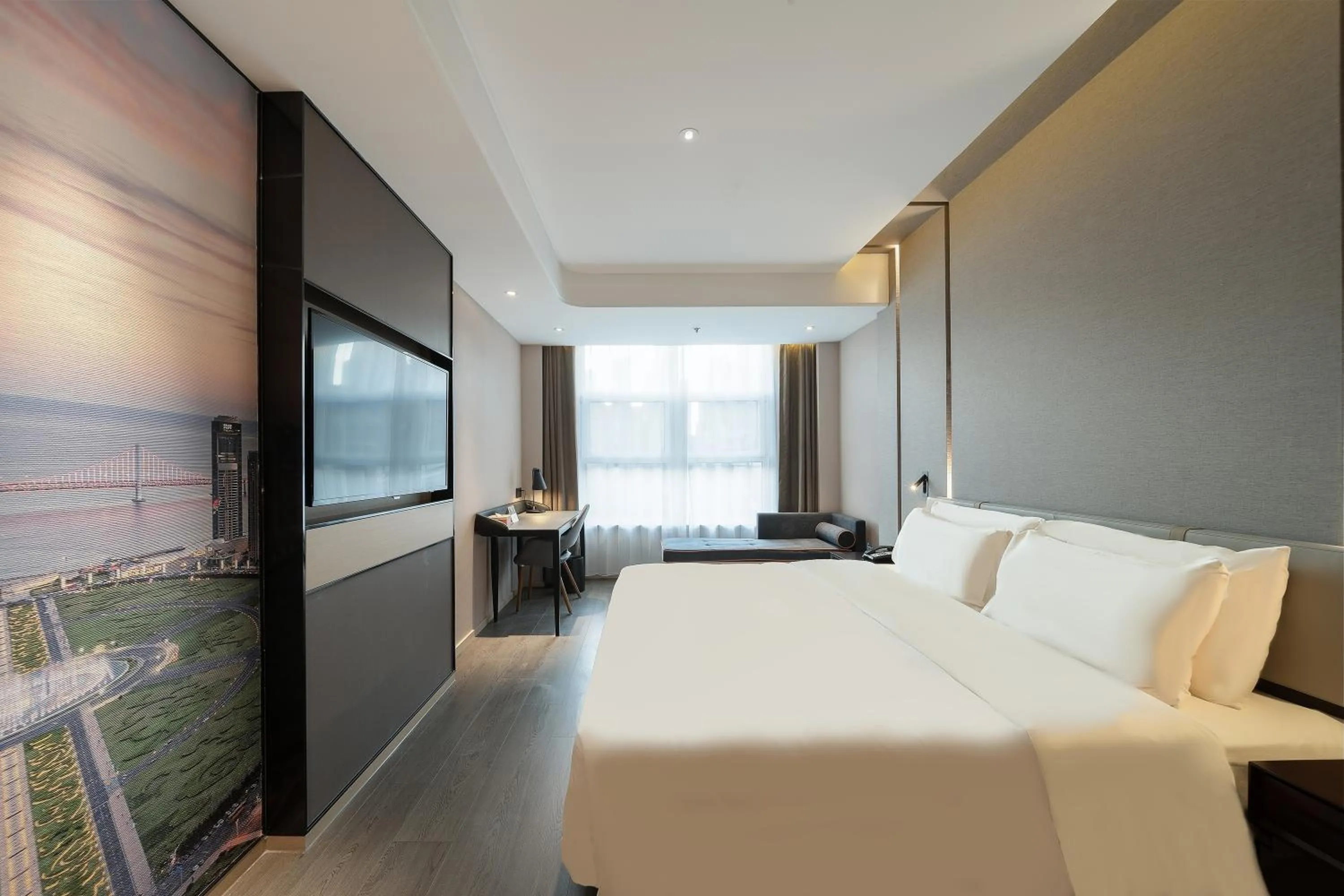 Bed in Atour Hotel Dalian North Station Huanan Plaza