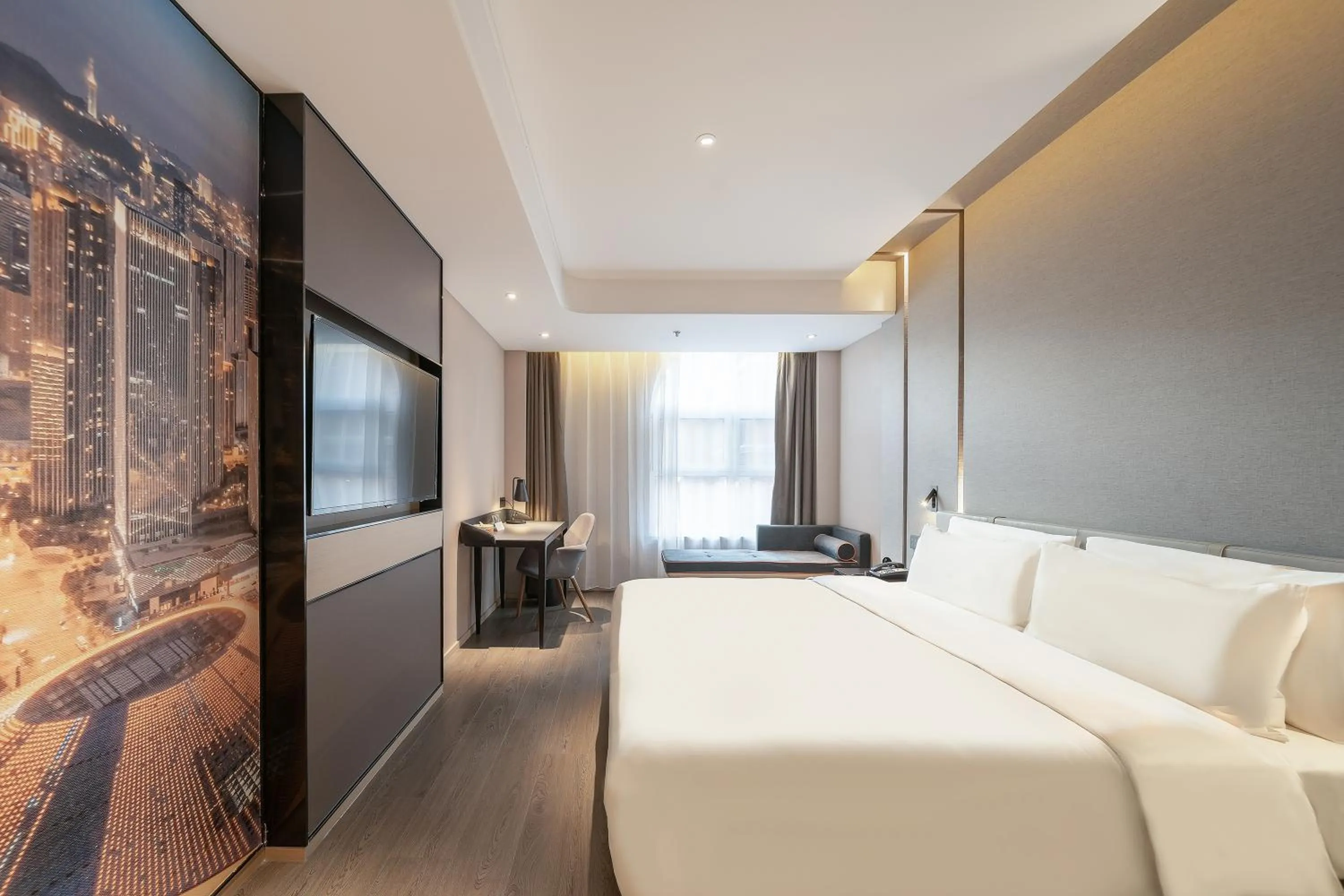 Bed in Atour Hotel Dalian North Station Huanan Plaza