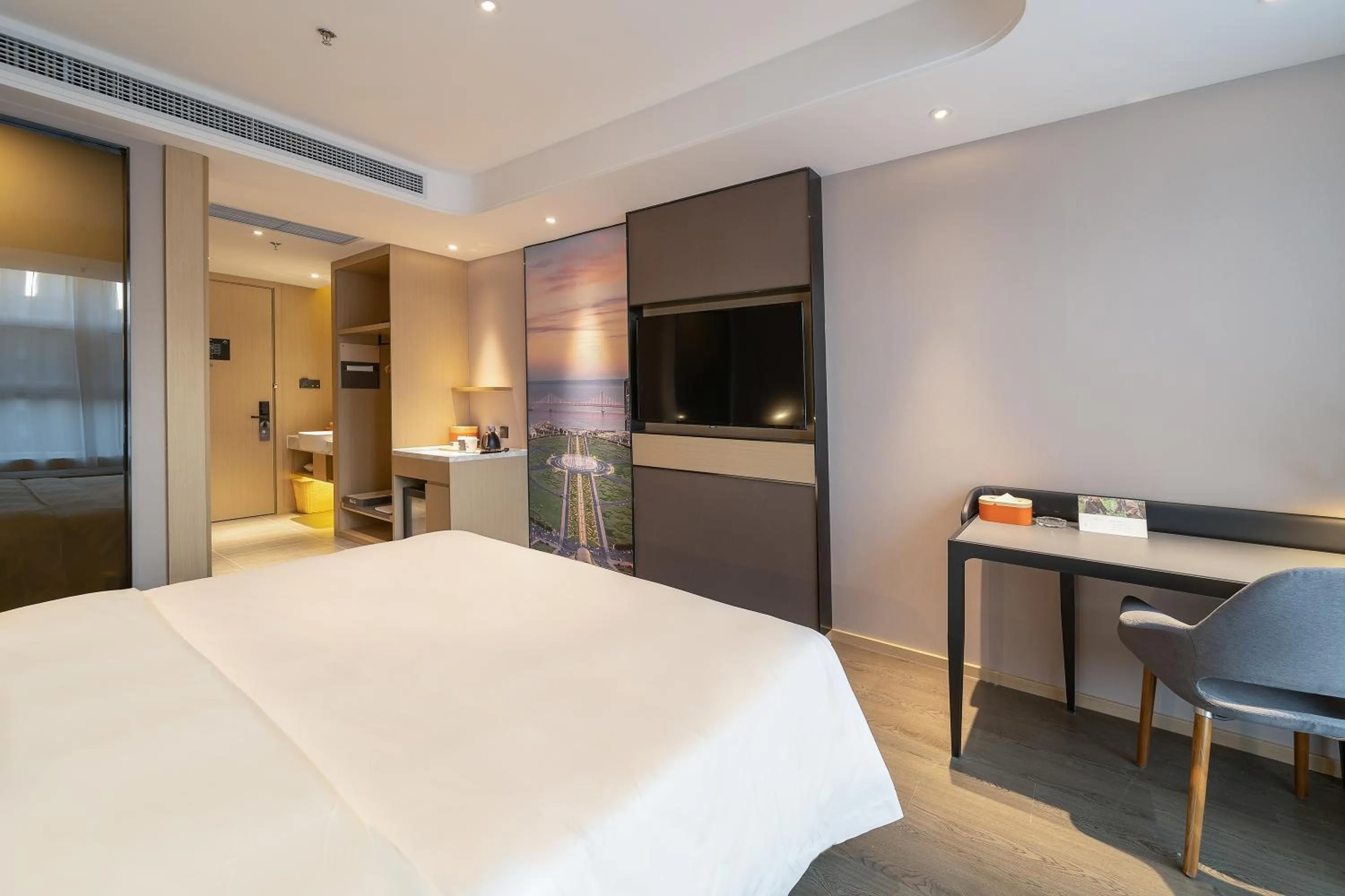 Bed in Atour Hotel Dalian North Station Huanan Plaza