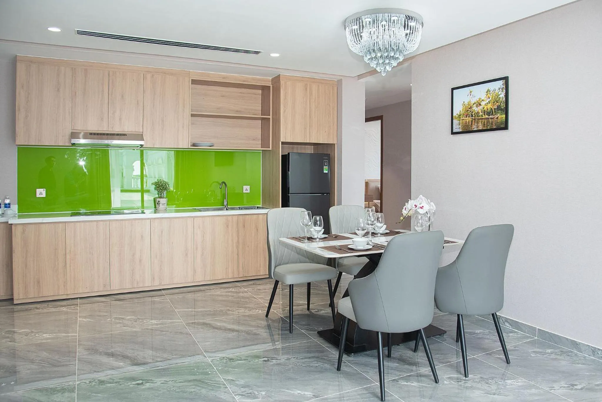 Kitchen or kitchenette in Bamboo Riverside Boutique Hotel