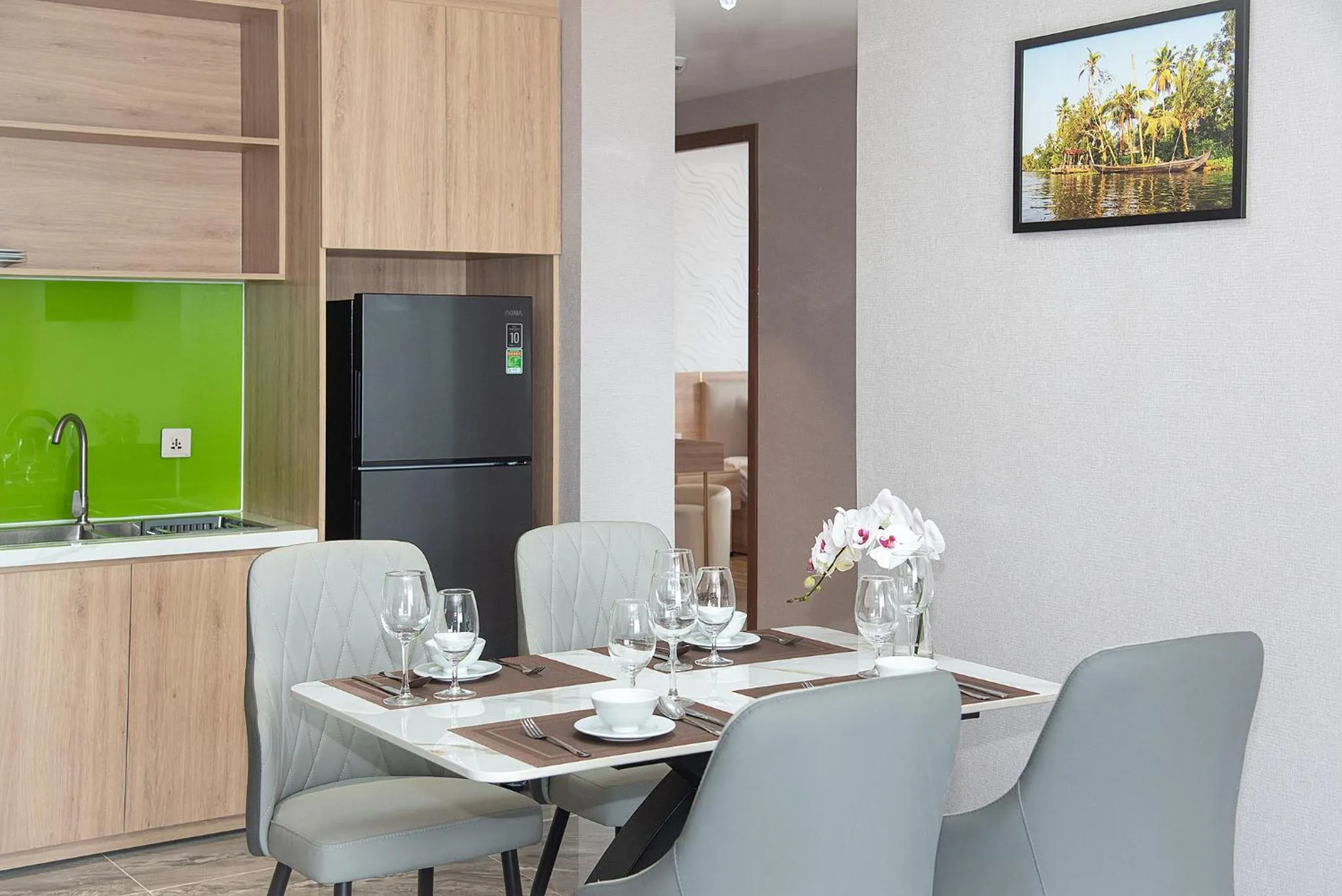 Kitchen or kitchenette in Bamboo Riverside Boutique Hotel