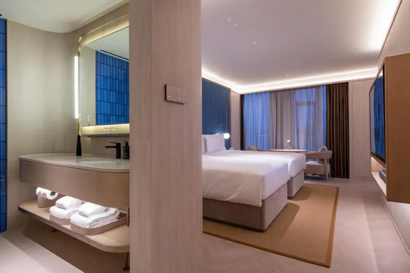 Bed in Shanghai Changfeng Business District Orange Crystal Hotel