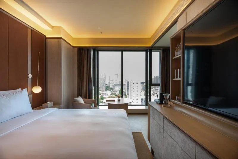 View (from property/room), Bed in Shanghai Changfeng Business District Orange Crystal Hotel