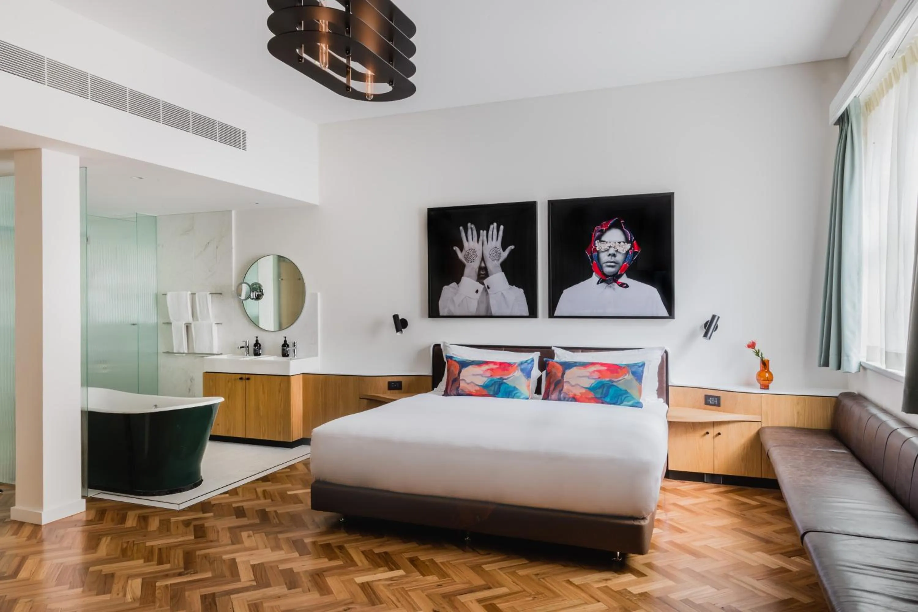 Bathroom, Bed in The Old Clare by Ode Hotels