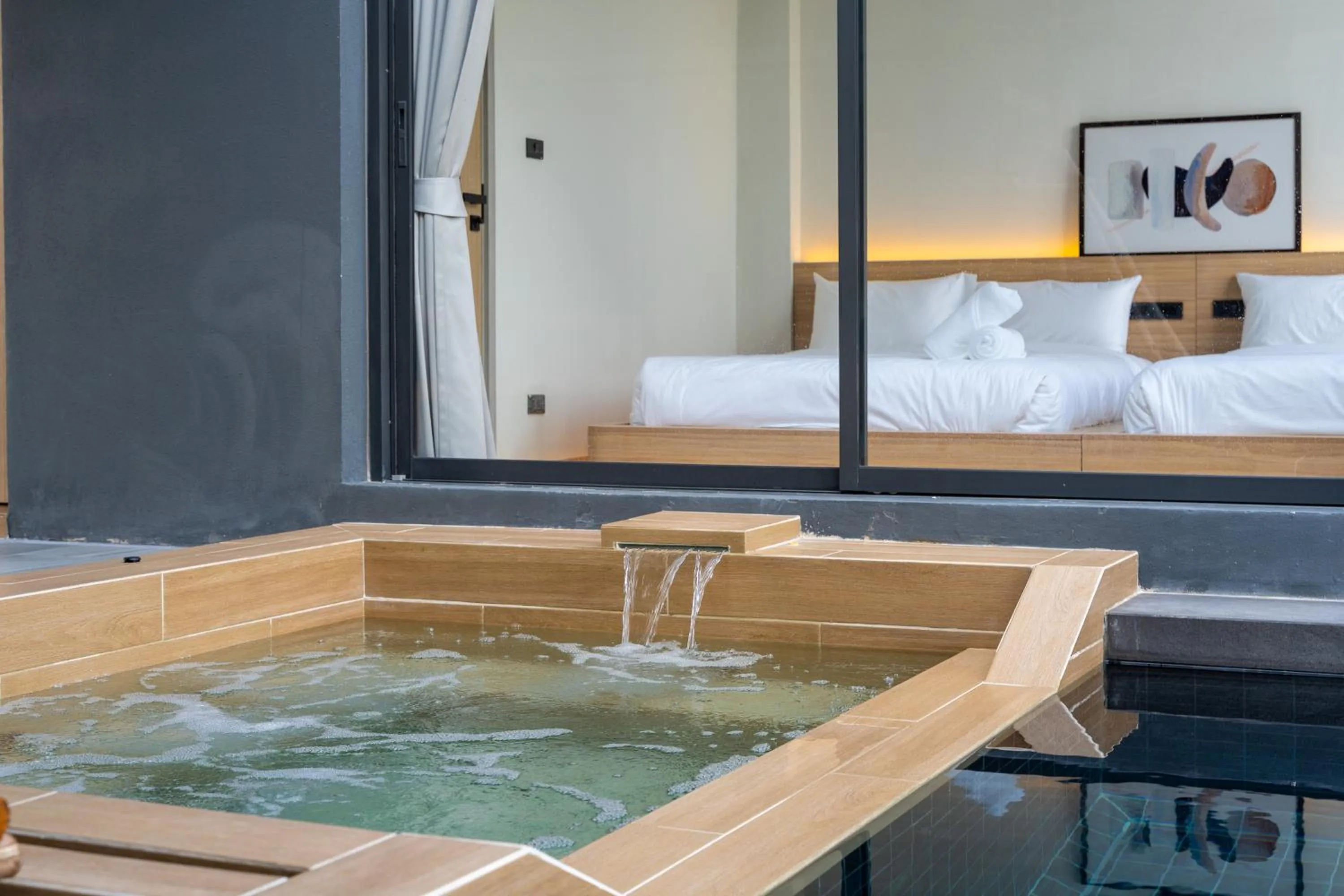 Hot Tub, Bed in WABI SABI Onsen Villa Hua Hin