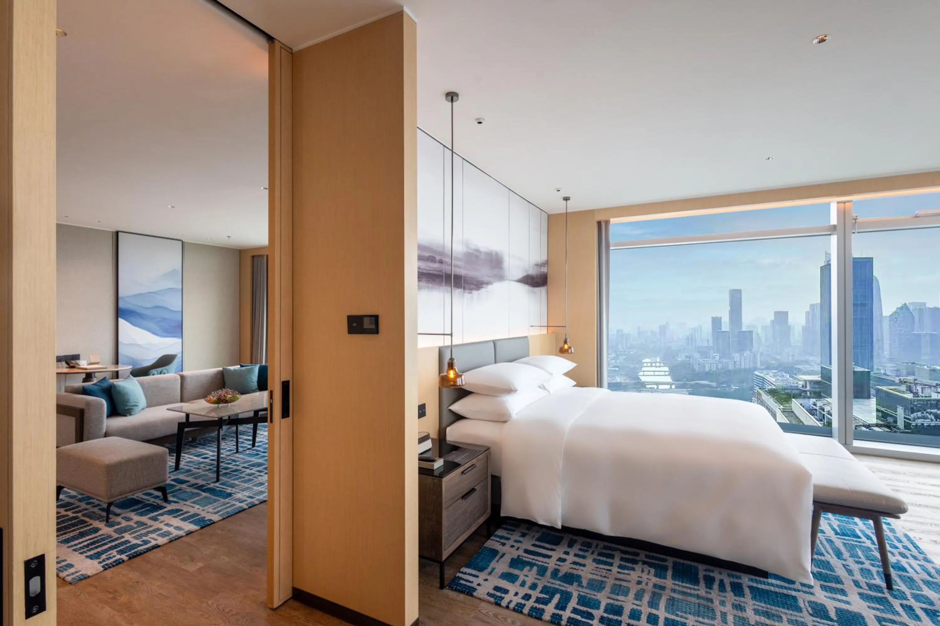 Living room, Bed in Courtyard by Marriott Guangzhou Pazhou
