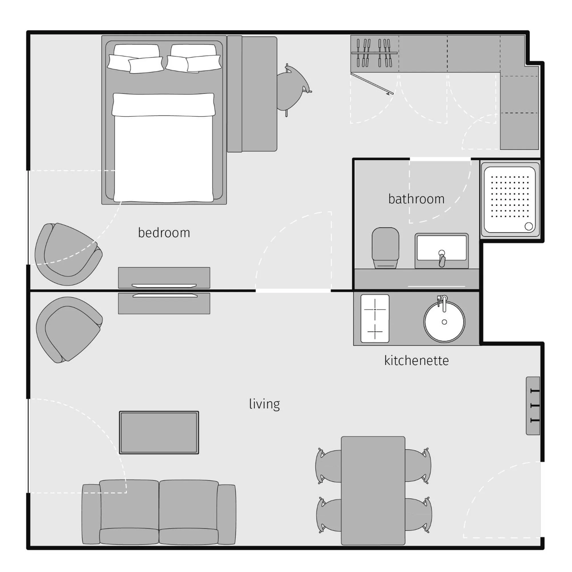 Photo of the whole room in smartments Hamburg Hamm