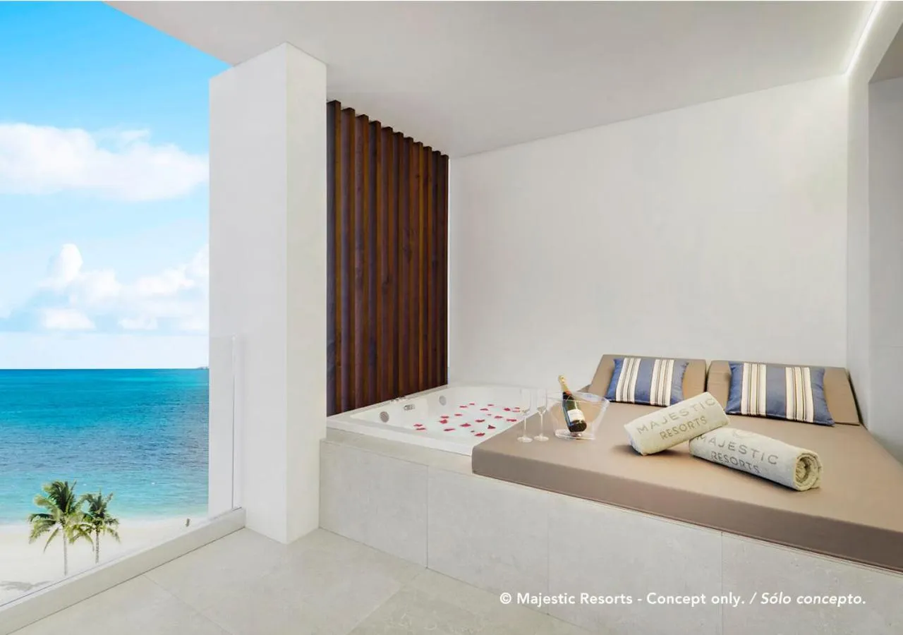 Sea view, Bed in Majestic Mirage Costa Mujeres, All Suite Resort - All Inclusive