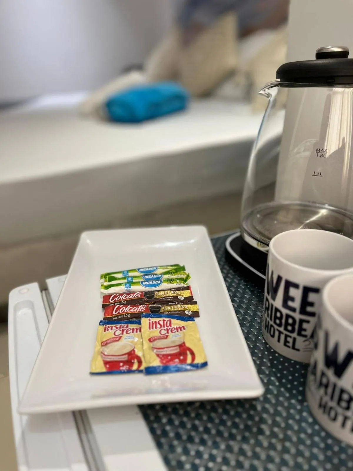 Coffee/tea facilities, Bed in Sweet Caribbean Airport Hotel
