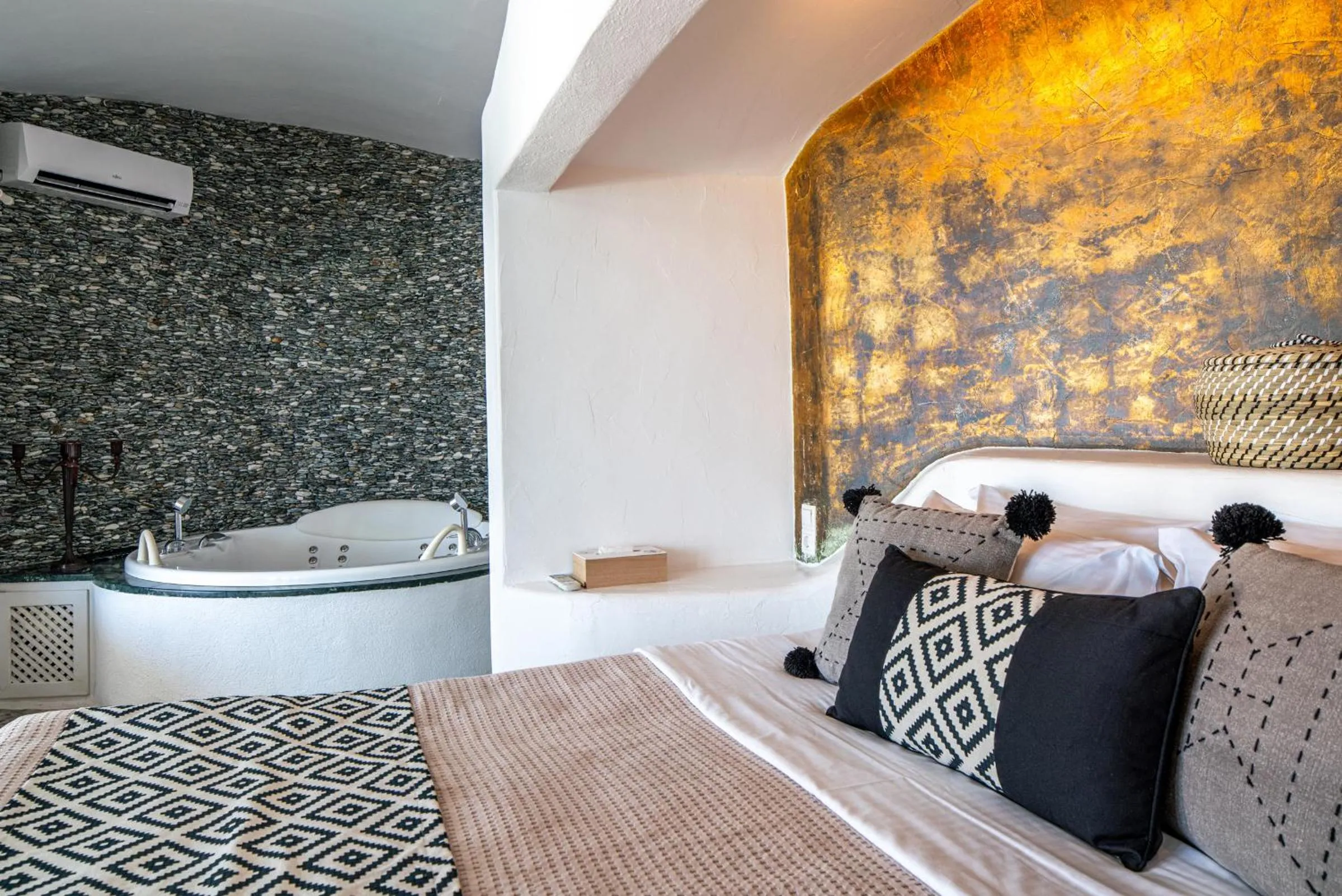 Bedroom, Bed in Ode Villa Oia Caldera & Sunset View