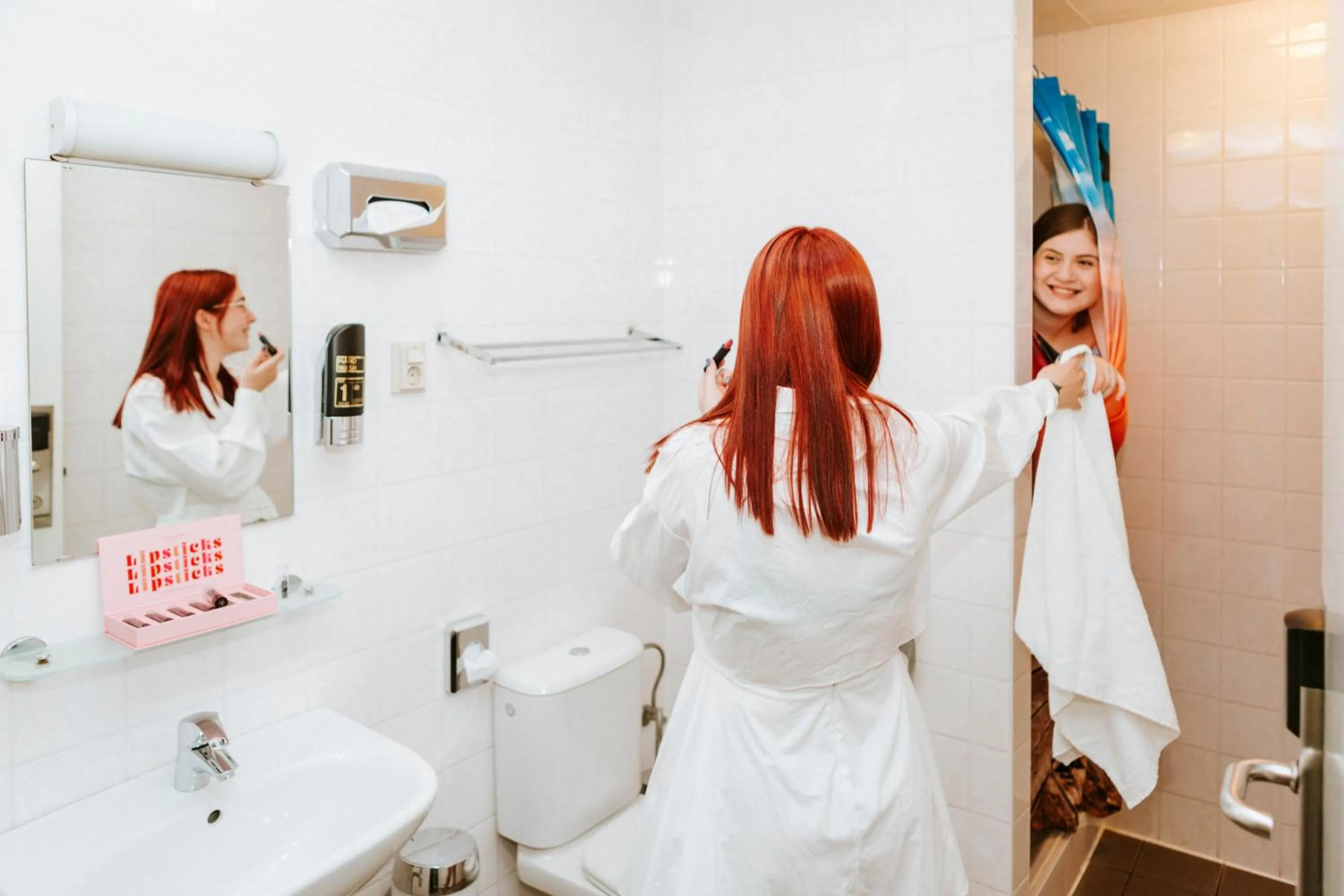 People in Amsterdam Teleport Hotel