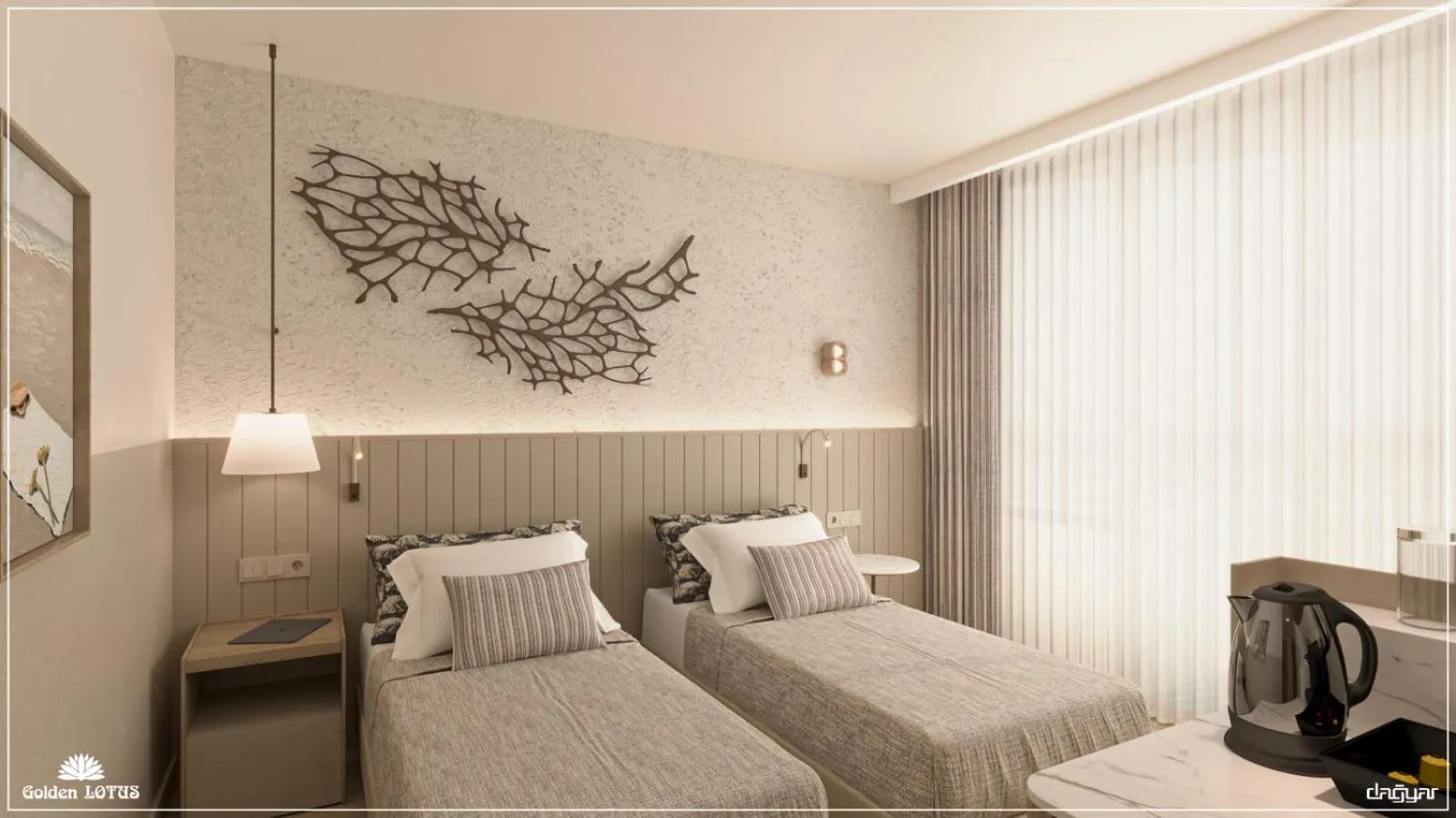 Bed in Golden Lotus Hotel