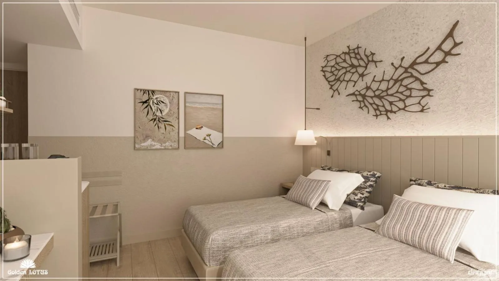 Bed in Golden Lotus Hotel