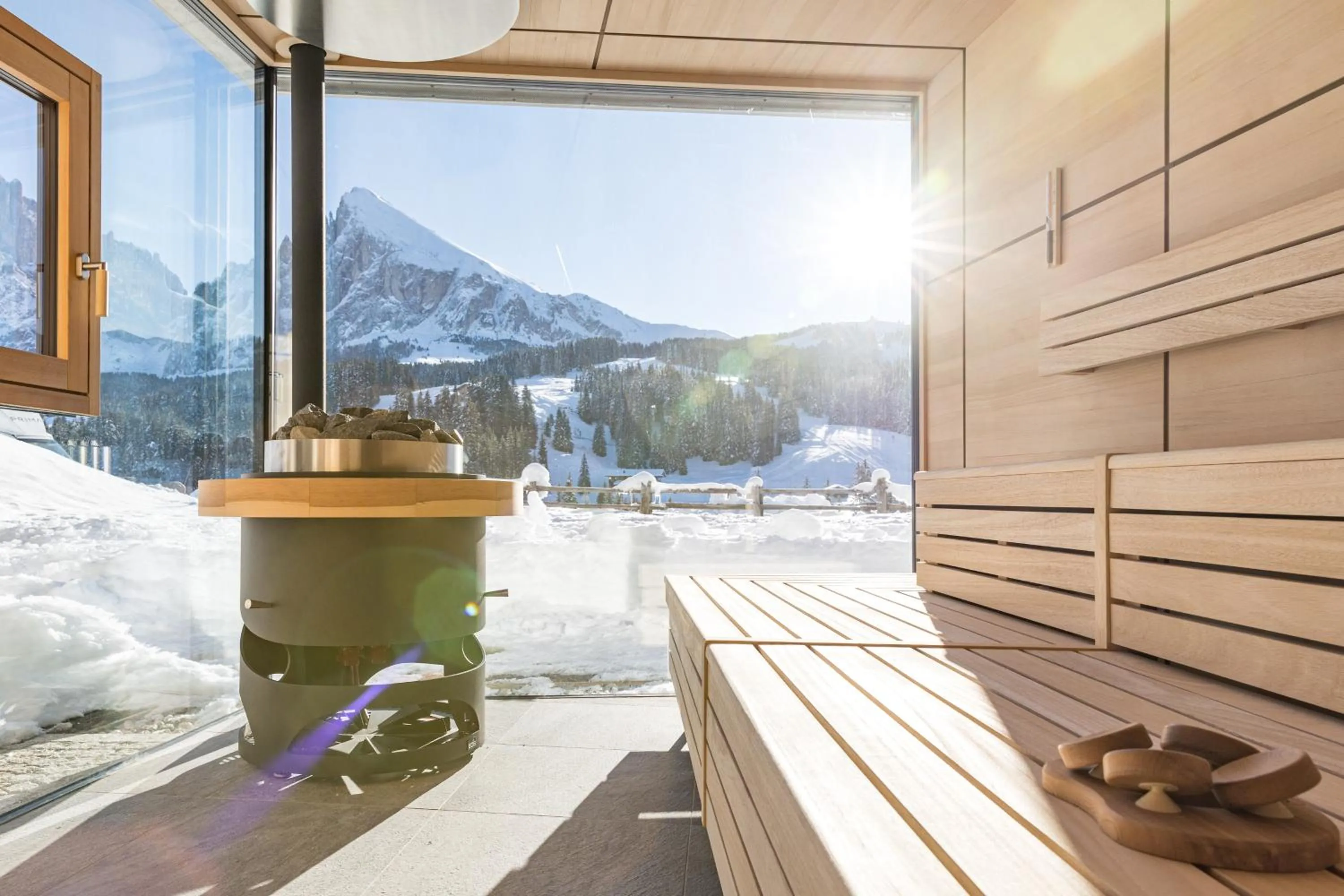Sauna in Brunelle Seiser Alm Lodge