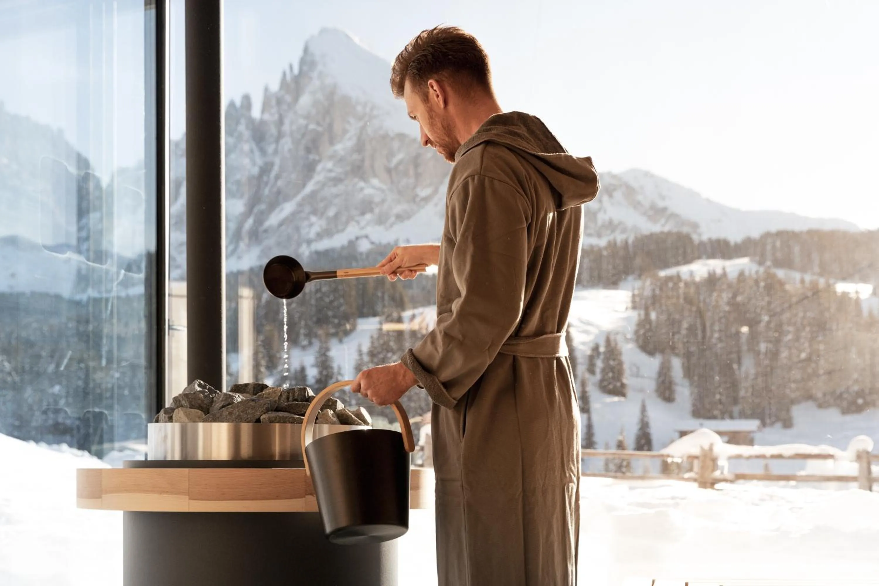 Sauna in Brunelle Seiser Alm Lodge