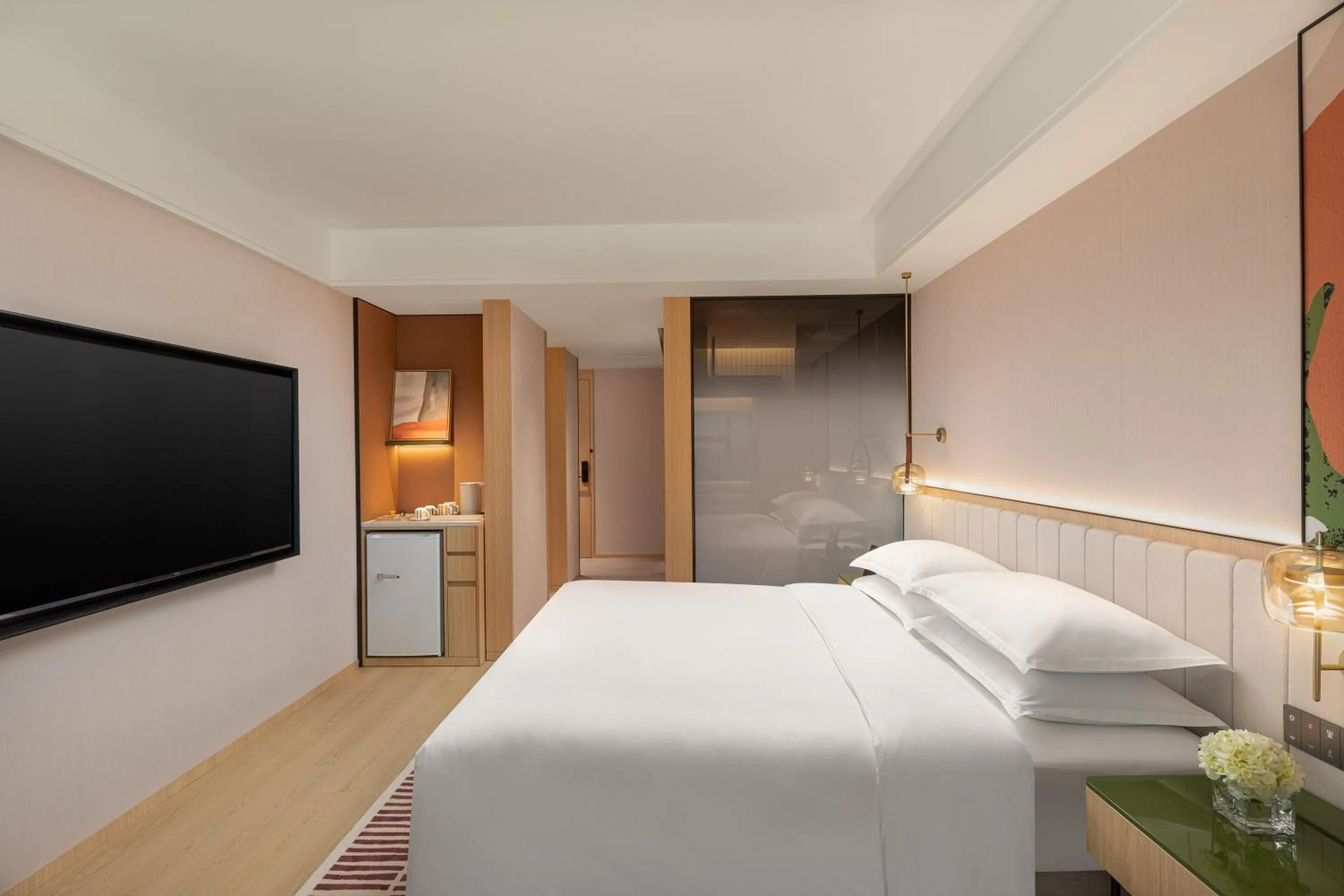 Photo of the whole room, Bed in Atwell Suites Shanghai by IHG, Wuning Road Global Harbor Branch