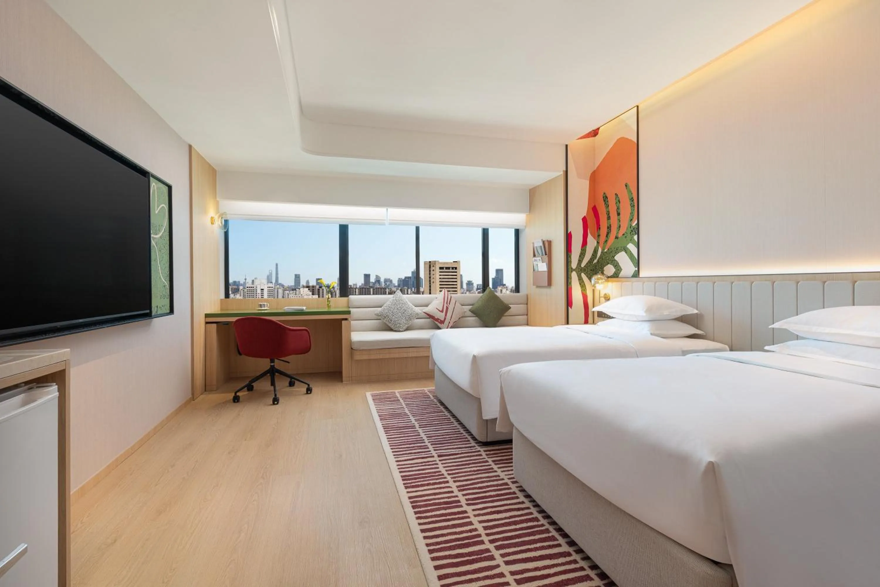 Photo of the whole room, Bed in Atwell Suites Shanghai by IHG, Wuning Road Global Harbor Branch