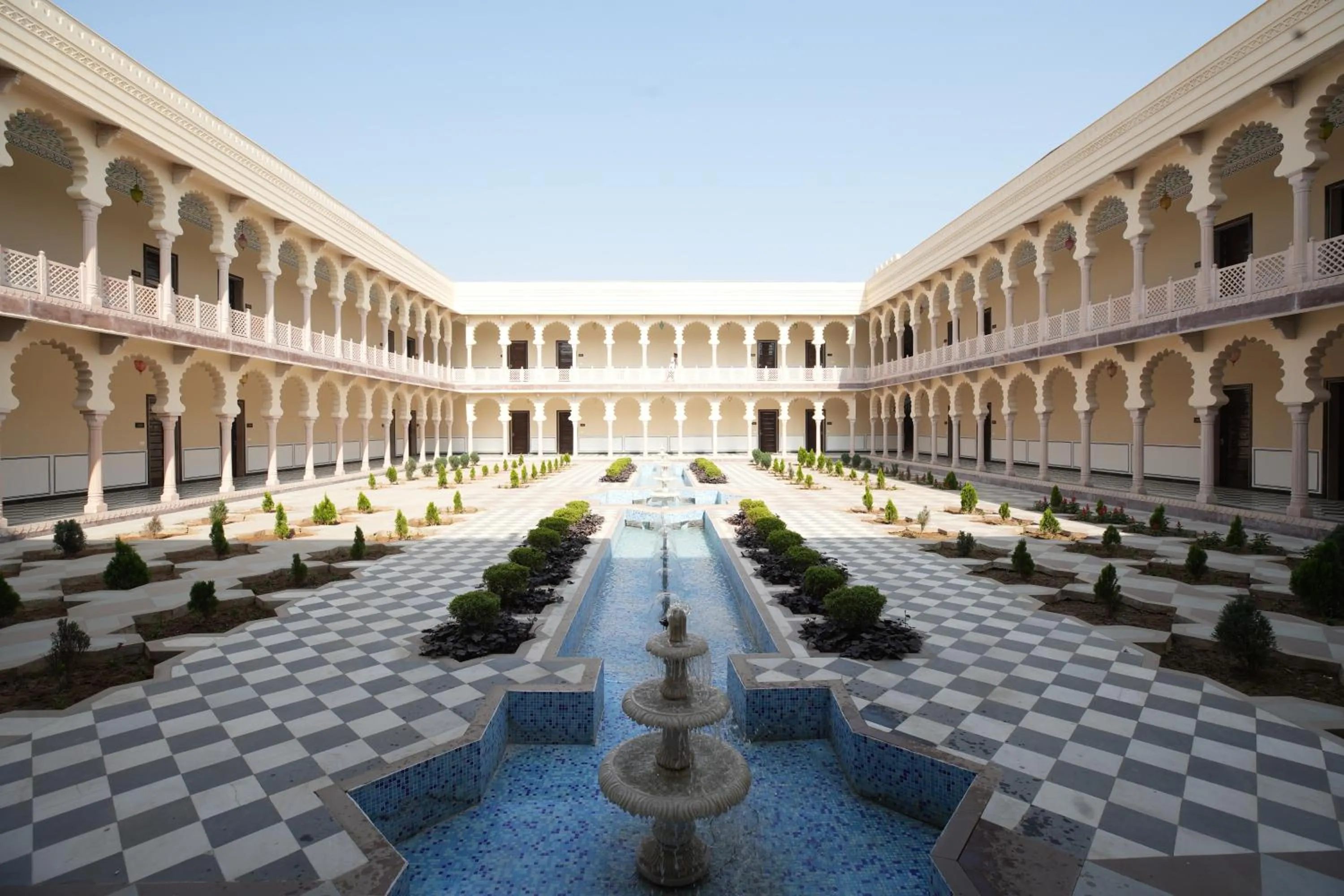 Inner courtyard view in Kesar Bagh Palace Chittorgarh