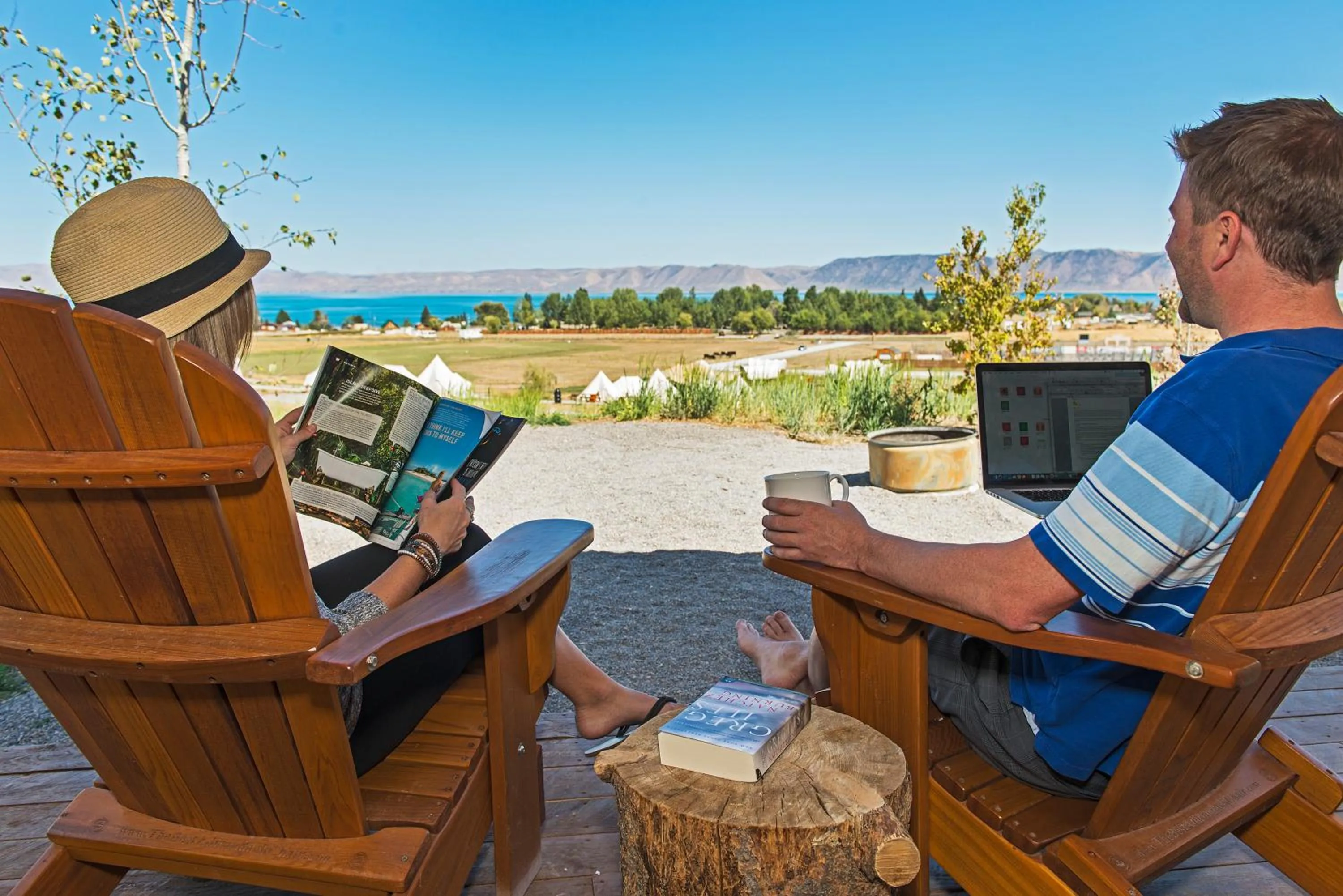 Guests in Conestoga Ranch Glamping Resort