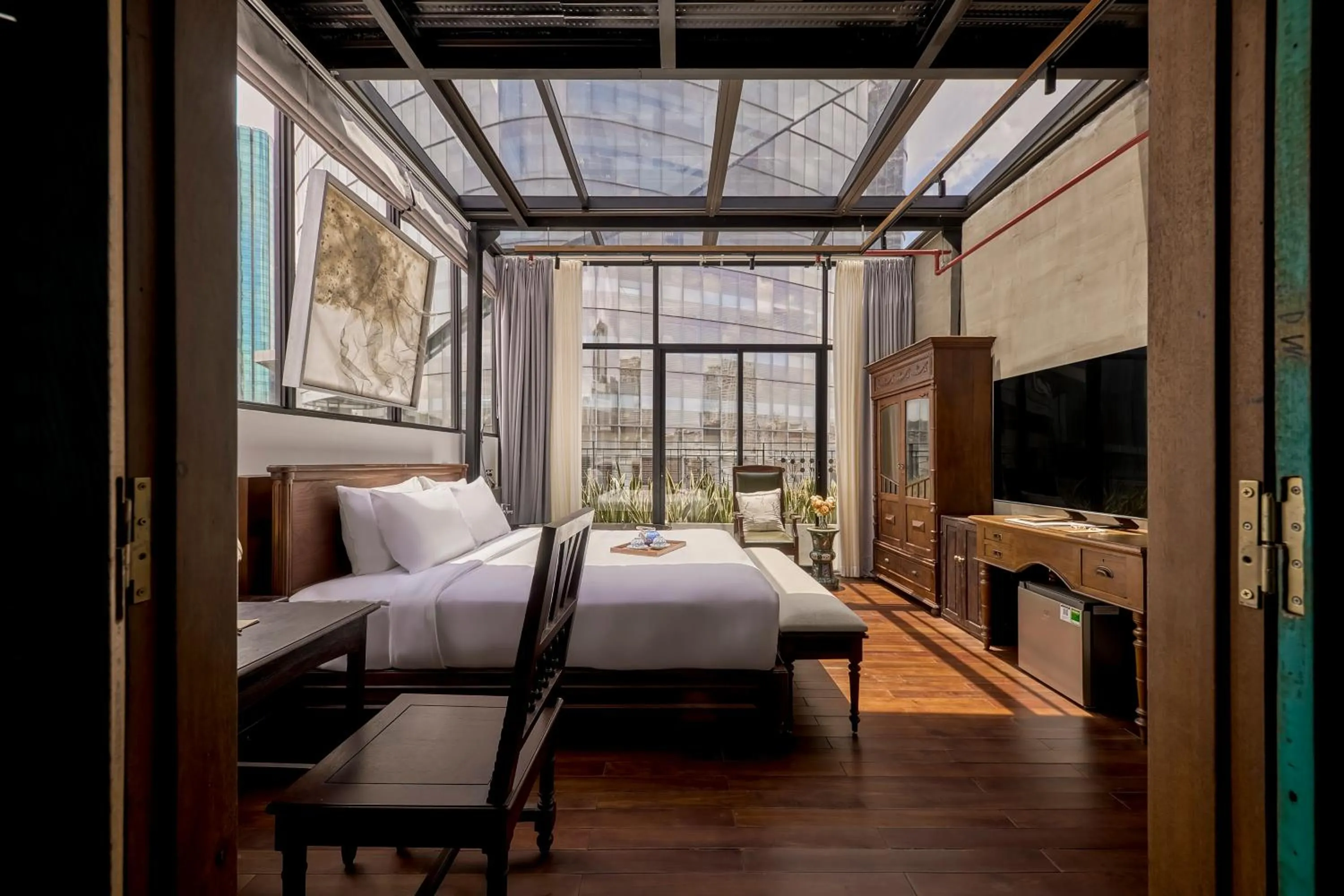 View (from property/room), Bed in Anima Saigon Boutique - Vietnamese Contemporary Art Hotel