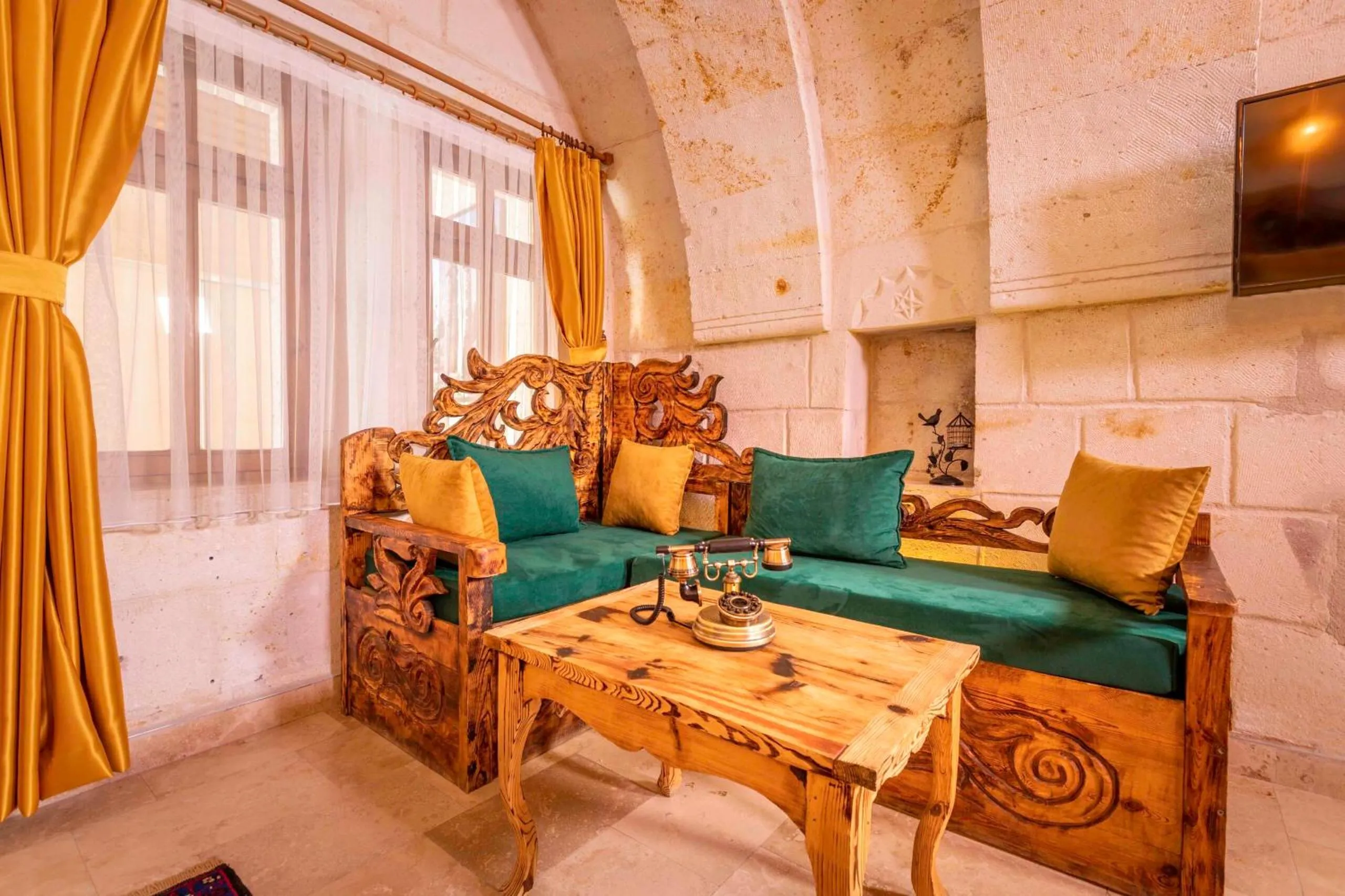 Seating area in Onur Cave Cappadocia