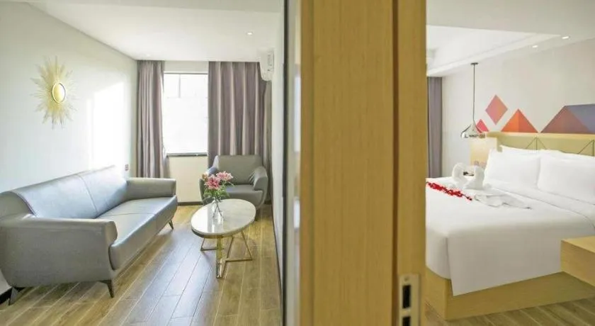 Bed in Borrman Hotel Zhuhai Gongbei Port Fuhuali Light Rail