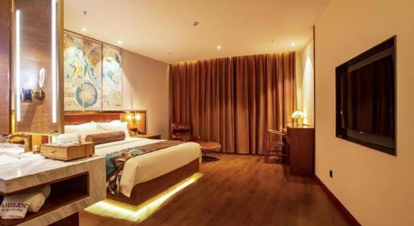 Bed in James Joyce Coffetel· Yinchuan International Exhibition Center Wanda Square Qinshui Street