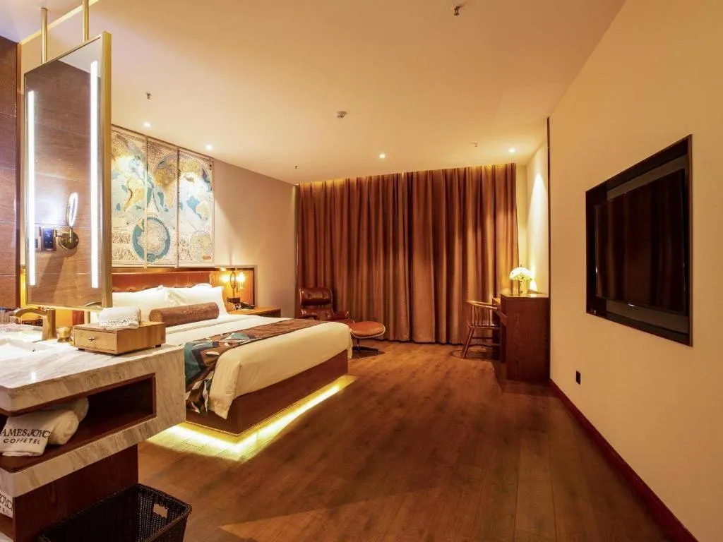 Bed in James Joyce Coffetel· Yinchuan International Exhibition Center Wanda Square Qinshui Street