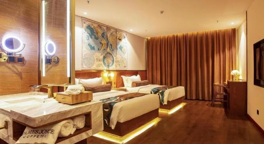 Bed in James Joyce Coffetel· Yinchuan International Exhibition Center Wanda Square Qinshui Street