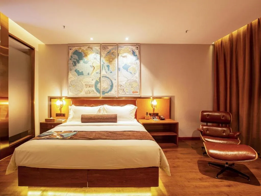 Bed in James Joyce Coffetel· Yinchuan International Exhibition Center Wanda Square Qinshui Street