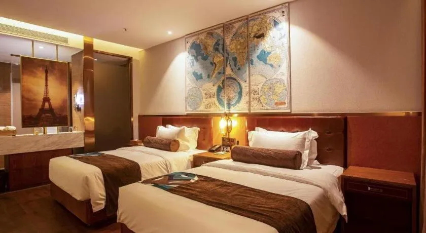 Bed in James Joyce Coffetel· Yinchuan International Exhibition Center Wanda Square Qinshui Street