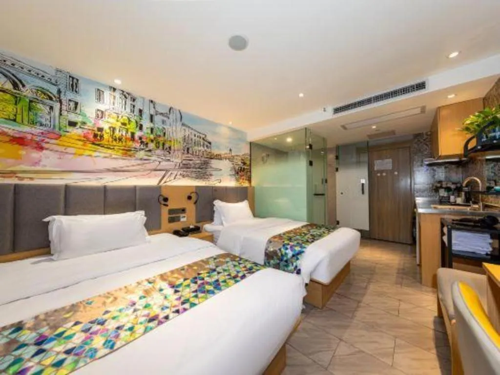 Bed in ZMAX Hotel Beijing Tongzhou Universal Tourist Resort Linheli Metro Station