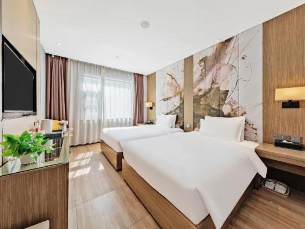 Bed in ZMAX Hotel Beijing Tongzhou Universal Tourist Resort Linheli Metro Station