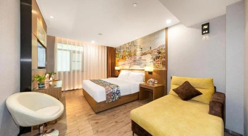 Bed in ZMAX Hotel Beijing Tongzhou Universal Tourist Resort Linheli Metro Station