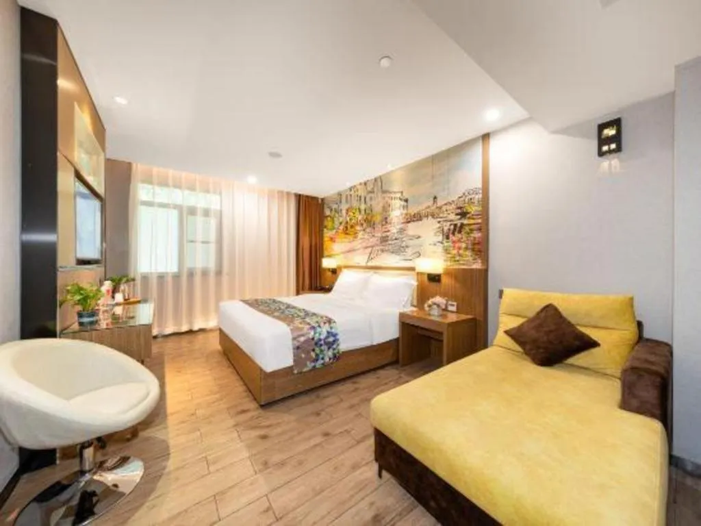 Bed in ZMAX Hotel Beijing Tongzhou Universal Tourist Resort Linheli Metro Station