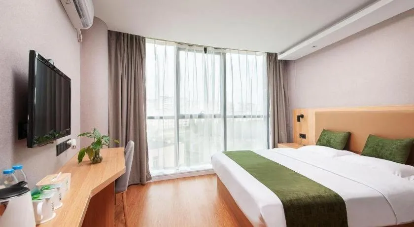 Bed in GreenTree Inn Shanghai Jiading Anting Motor City Express Hotel