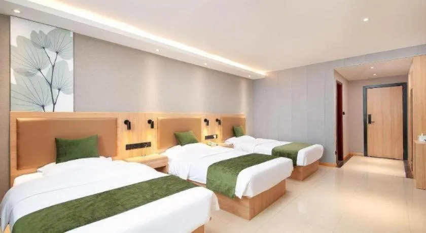 Bed in GreenTree Inn Shanghai Jiading Anting Motor City Express Hotel