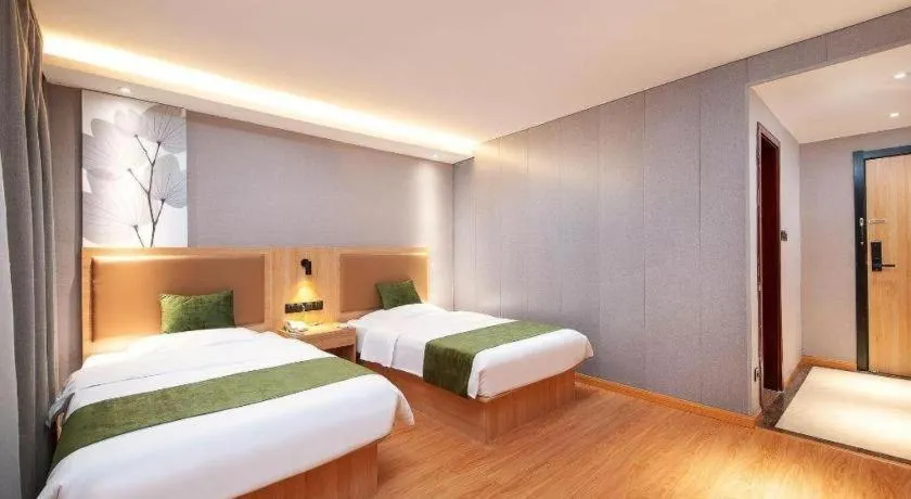 Bed in GreenTree Inn Shanghai Jiading Anting Motor City Express Hotel